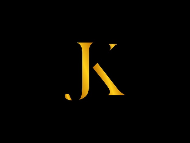 A yellow letter jk on a black background