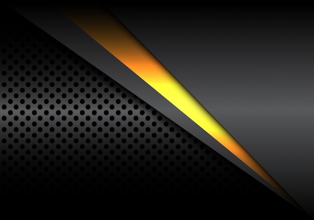 Yellow light line overlap on dark metallic with circle mesh background