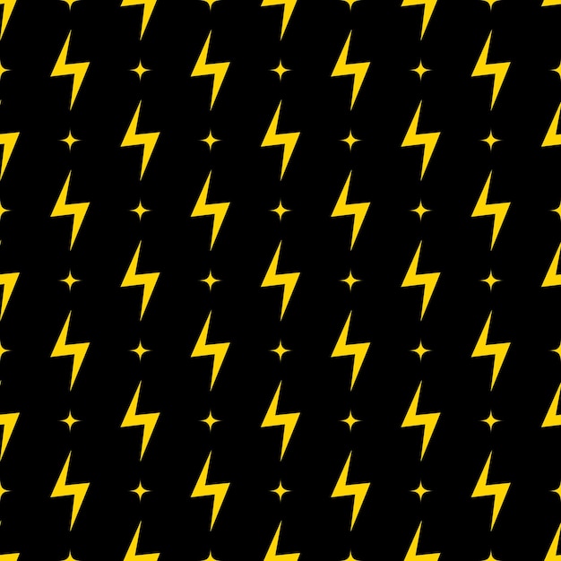 Yellow lightning bolt vector seamless pattern background