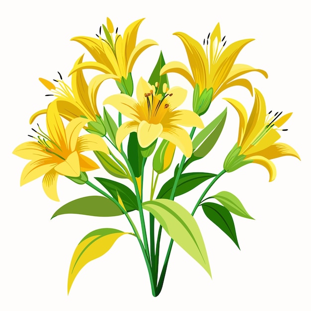 Yellow lily bouquet isolated on white background