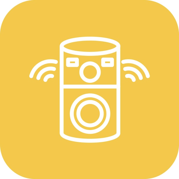 a yellow logo with an icon of a can of liquid