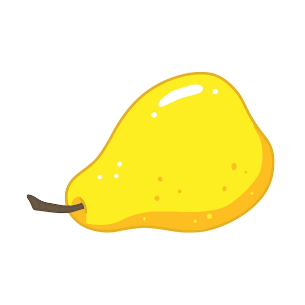 Yellow lying pear in cartoon style Vector isolated fruit food illustration