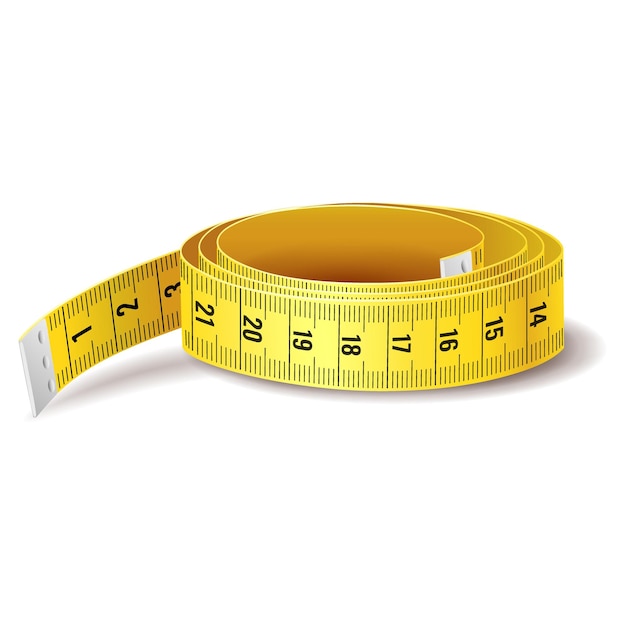 Yellow measure tape icon isolated on white background