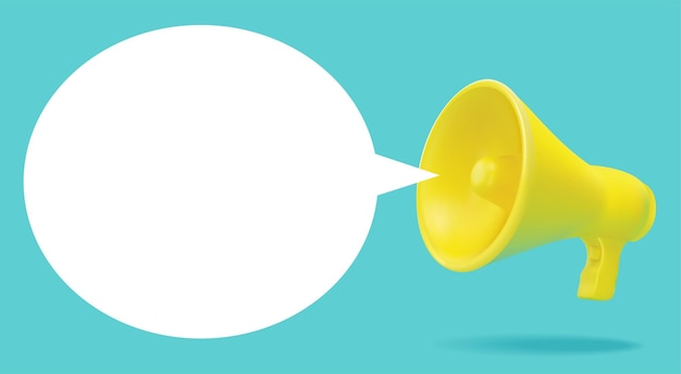 Yellow megaphone with bubble speech on green background digital marketing Vector