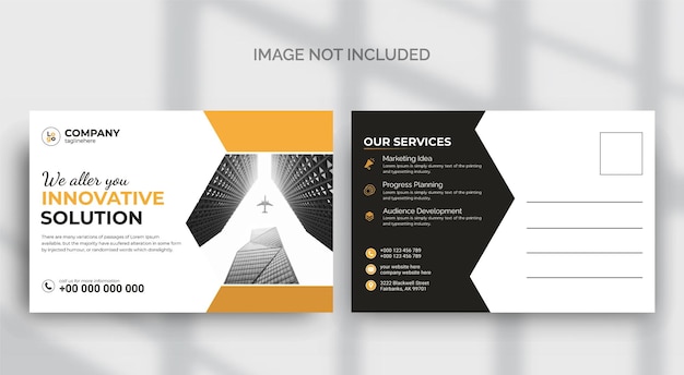 yellow modern business post card design tmeplate