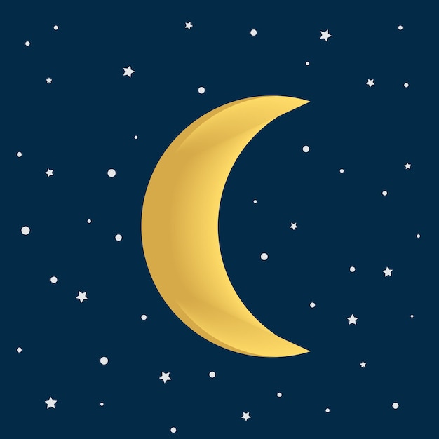 yellow moon and stars vector