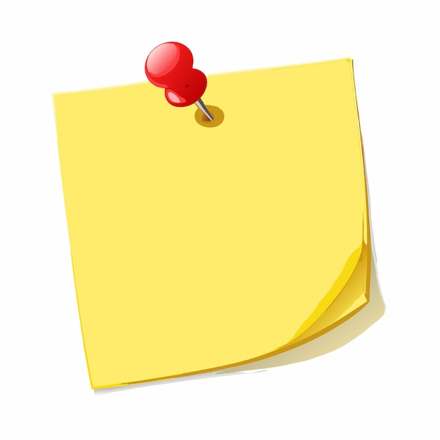 Yellow note paper with red pin 5