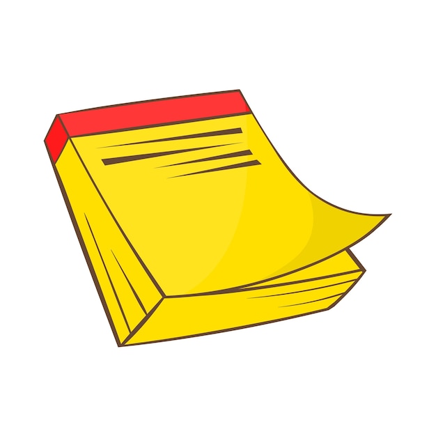 Yellow notebook icon in cartoon style on a white background