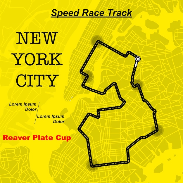 Yellow NY map race track