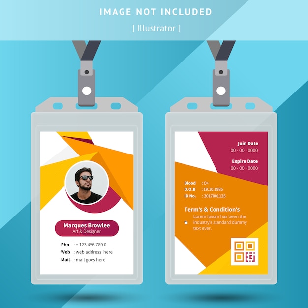 Yellow Office Id Card  Template