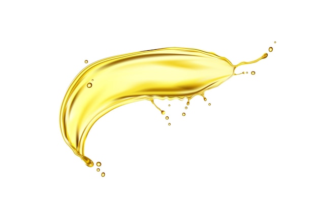 Vector yellow oil or juice splash 3d vector liquid wave