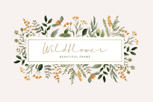 Vector yellow orange green floral watercolor frame