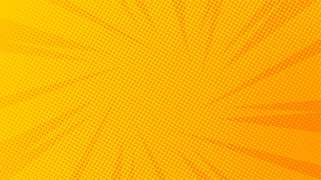 Yellow and orange pop art retro comic background with halftone style