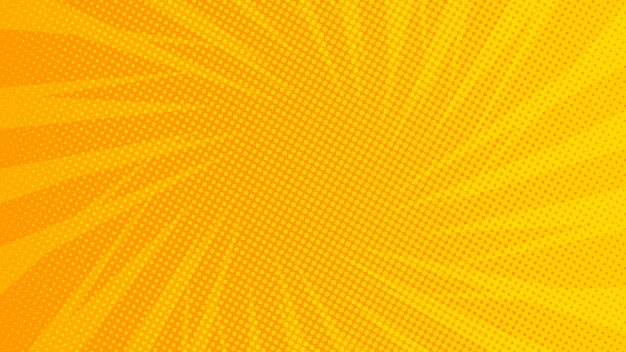 Yellow and orange pop art retro comic background with halftone style