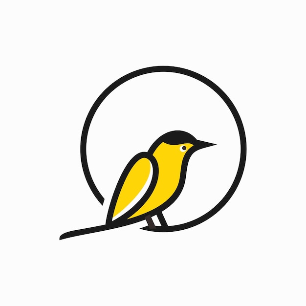 yellow oriole bird logo vector