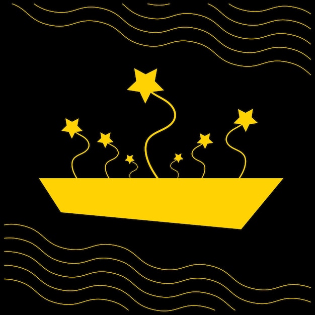 A yellow paper boat with stars on it