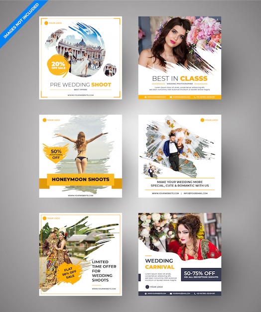 Yellow Parallax wedding & multipurpose social Media & web banners for Digital Marketing