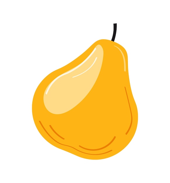 Yellow pear isolated on a white background. Vector illustration.