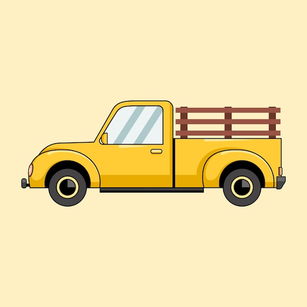 Yellow Pickup Cartoon Car art illustration vector design