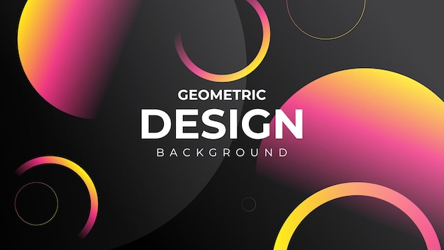 Vector yellow pink gradient geometric background with circle shapes for banner poster presentation etc trendy and eye catching