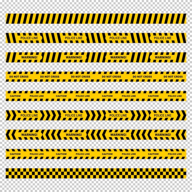 Yellow police line tape set