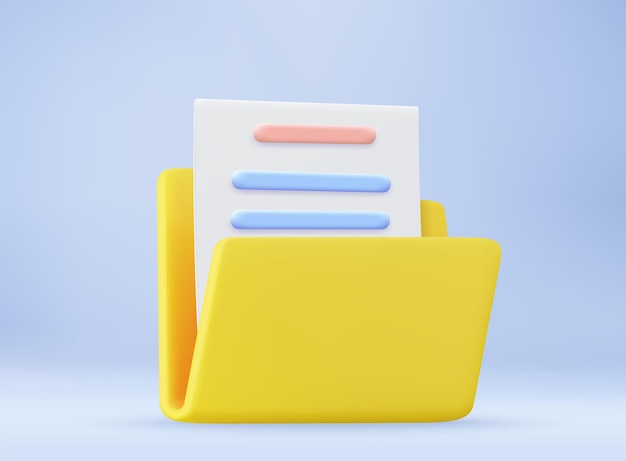 Yellow portfolio folder 3d icon