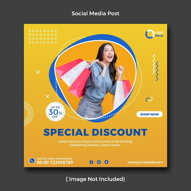 A yellow post card that says special discount on it.