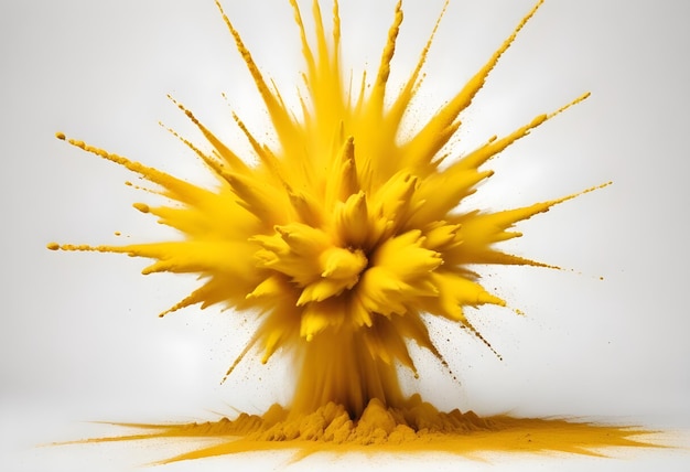 Vector yellow powder explosion in midair