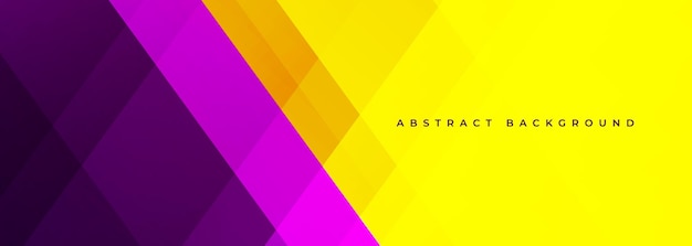 Yellow and purple modern abstract wide banner with geometric shapes Dark violet and yellow abstract background