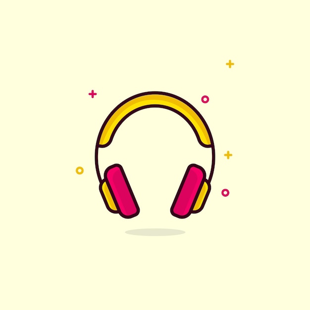 Yellow and red headphones Vector illustration headphones cartoon icon