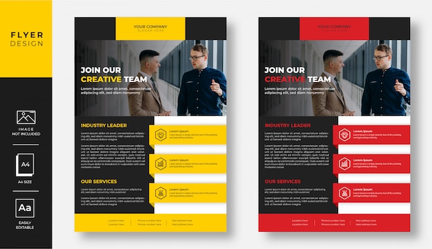 Yellow and red modern business flyer design  