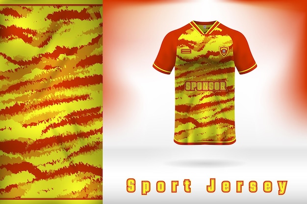 Yellow red sports jersey uniform template design