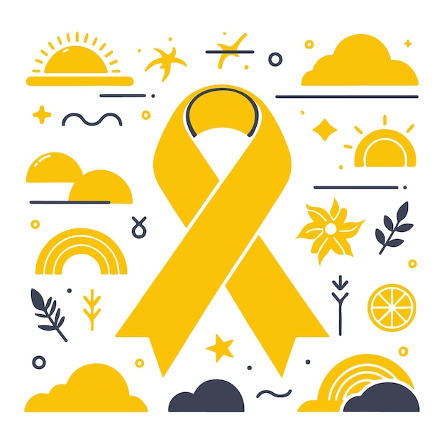 Yellow Ribbon Set Collection Vector