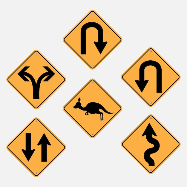 Yellow road sign with symbol isolated on background