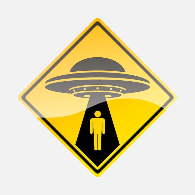 Yellow road sign with text Ufo Activity Area isolated on white background Vector illustration