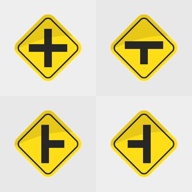 Yellow Road Signs EPS Vector