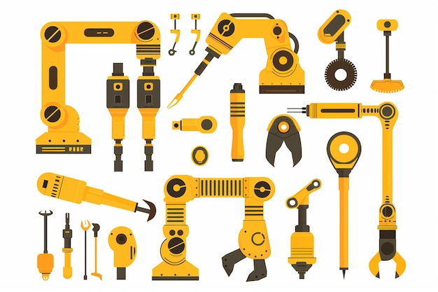 Yellow Robotic Arms Vector Graphics