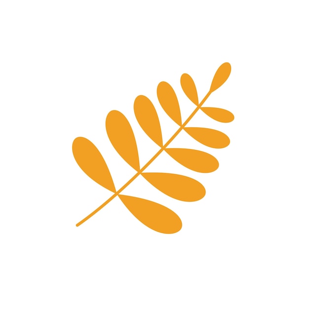 Yellow rowan leaf vector icon.