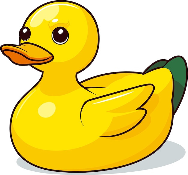 Yellow rubber duck children toy isolated on background Vector Illustration