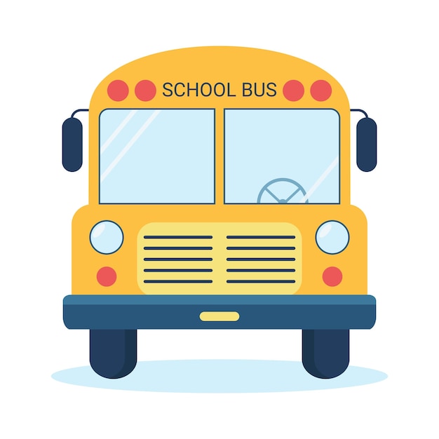 Yellow school bus vector illustration on white background