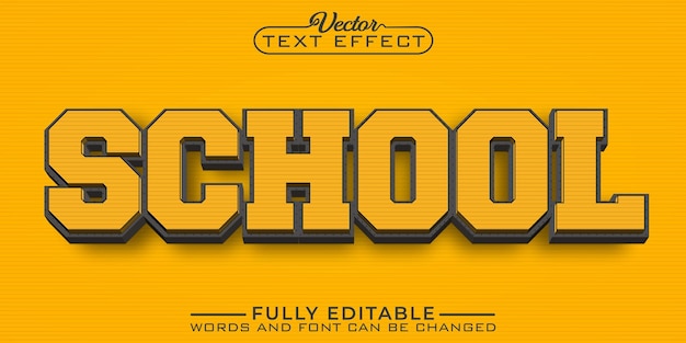 Yellow School Vector Editable Text Effect Template