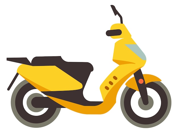 Yellow scooter side view Cartoon motorbike icon