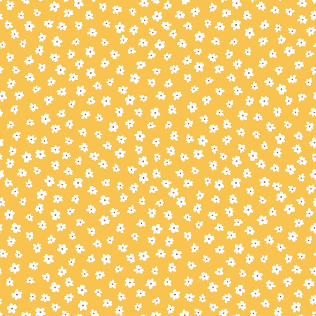 Yellow seamless pattern with white flowers