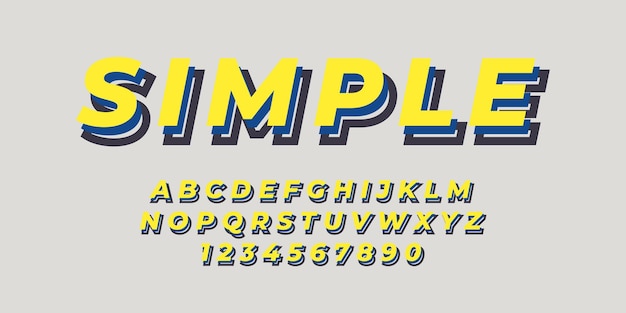 Yellow simple text alphabet font effect with flat color