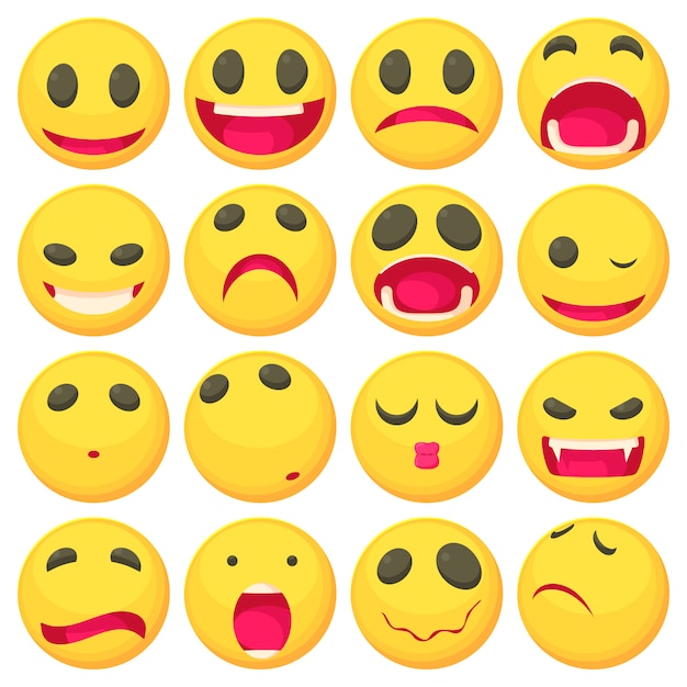 Yellow smiles fun icons set