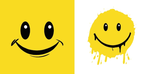 Vector yellow smiley face liquid emoji symbol of happiness and positivity