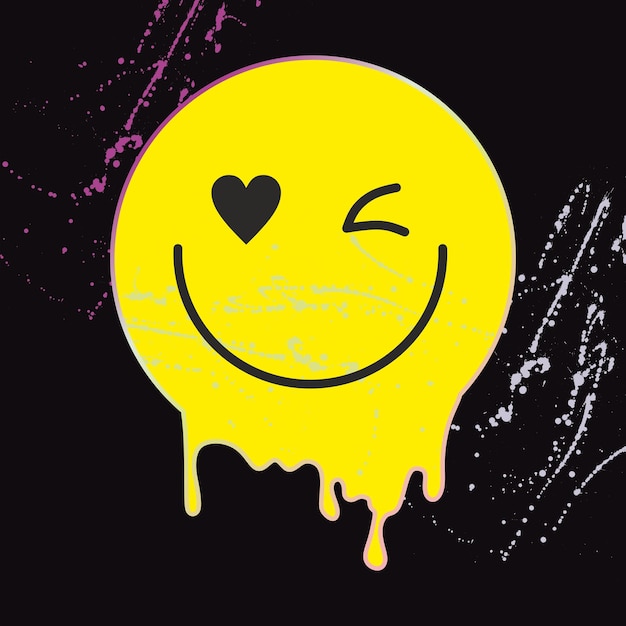 A yellow smiley face with a heart on it.