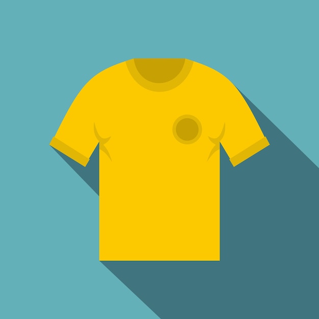 Yellow soccer shirt icon Flat illustration of yellow soccer shirt vector icon for web on baby blue background