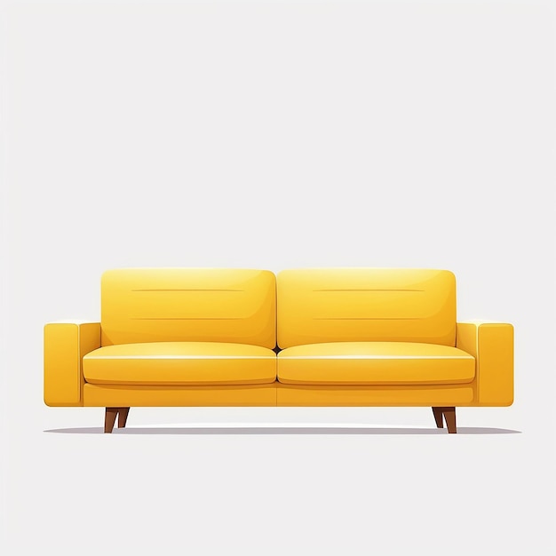 Vector yellow sofa side view in cartoon style big couch furniture for interior isolated on a white background