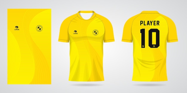 yellow sports jersey template for team uniforms and Soccer t shirt design